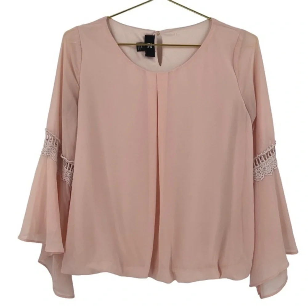 IZ Byer Pink Bell Sleeves Blouse Boho Medium